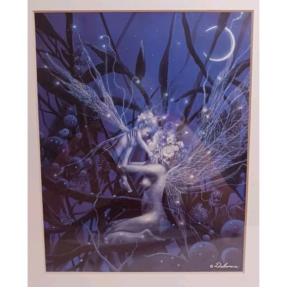 David Delamare Fantasy Art Print “Fairy Mother and Child” Framed 12x15 - Picture 2 of 4